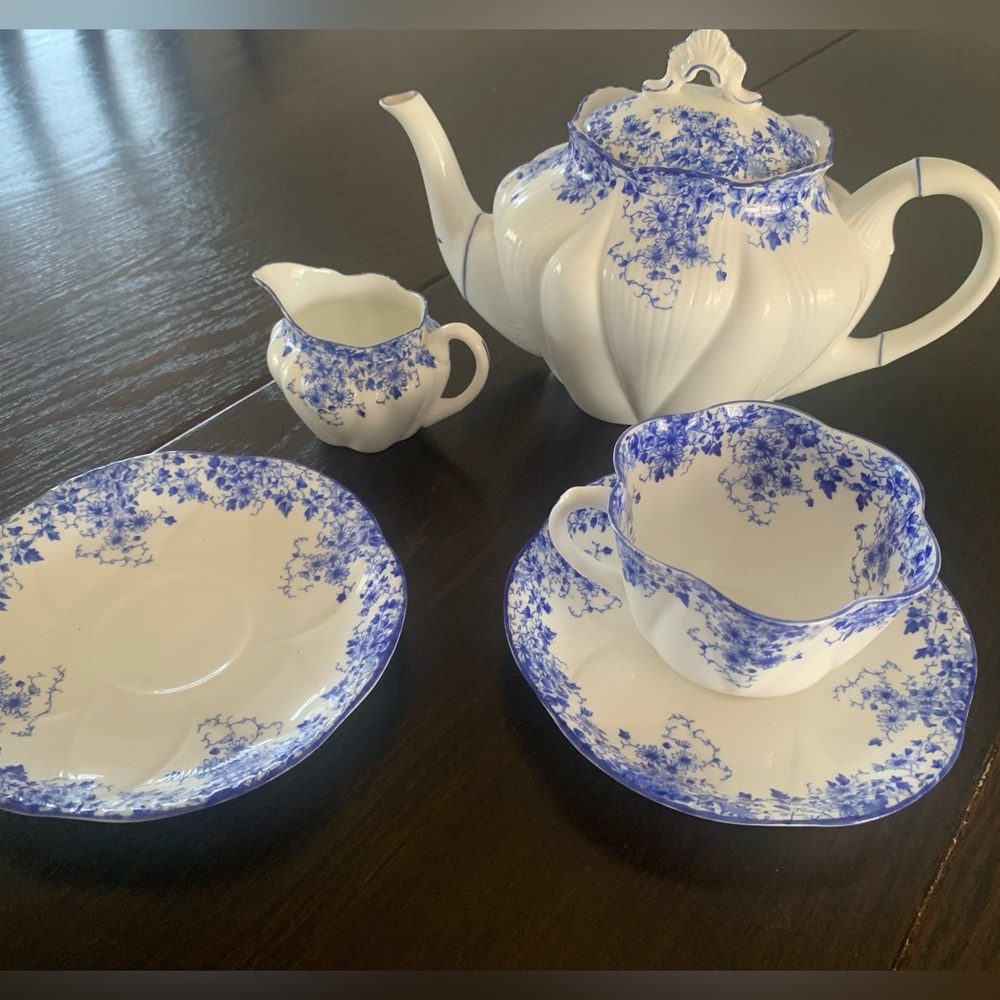 Vintage Dainty Blue Shelley Tea Set
